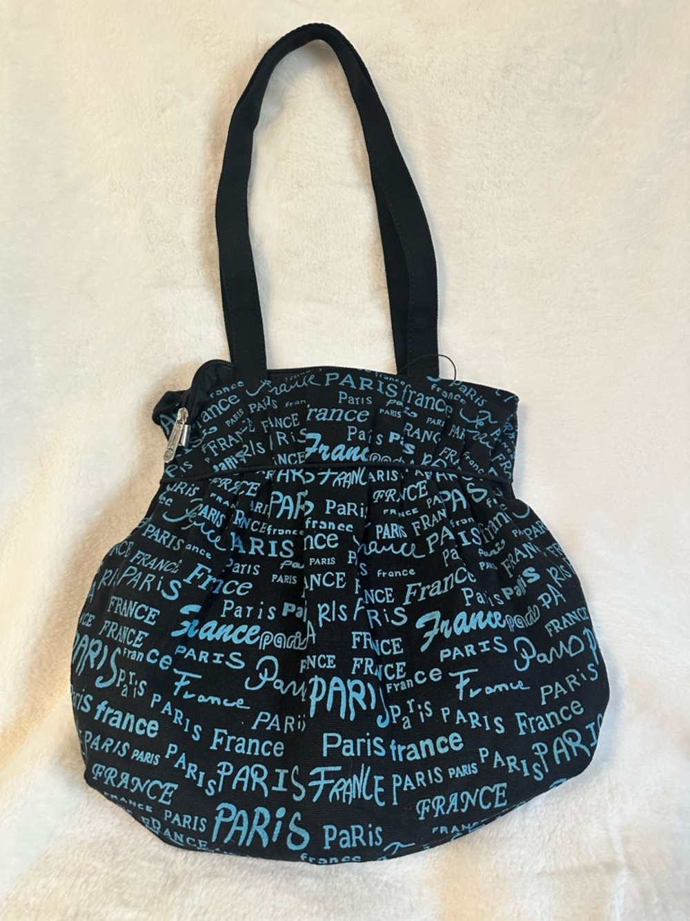 Black and Teal Paris Print Tote Bag - Women